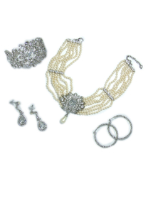Pearl bridal necklace, bracelet & earrings